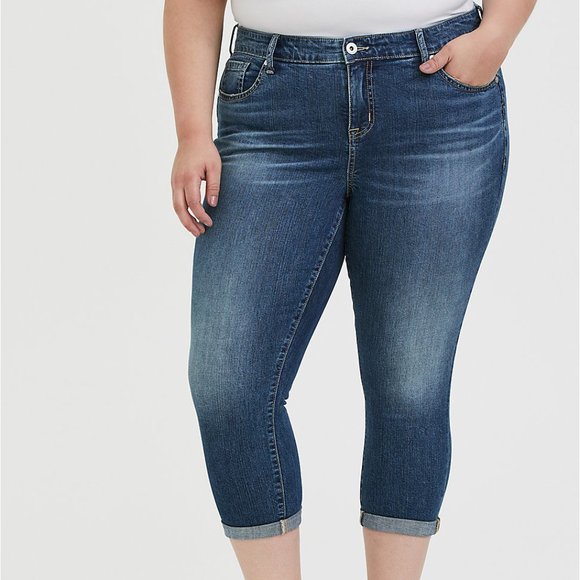 Denim Skinny Crop Vintage Stretch Jean Size 12 - Picture 6 of 6